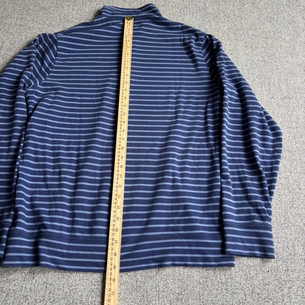 Vineyard Vines Pullover Mens Medium Quarter Zip Navy Blue Striped Cotton
